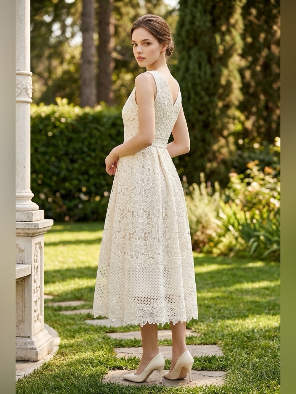 NWT Ann Taylor Cream Bridal Lace Bridal Shower/Graduation Event Dress - Picture 2 of 6
